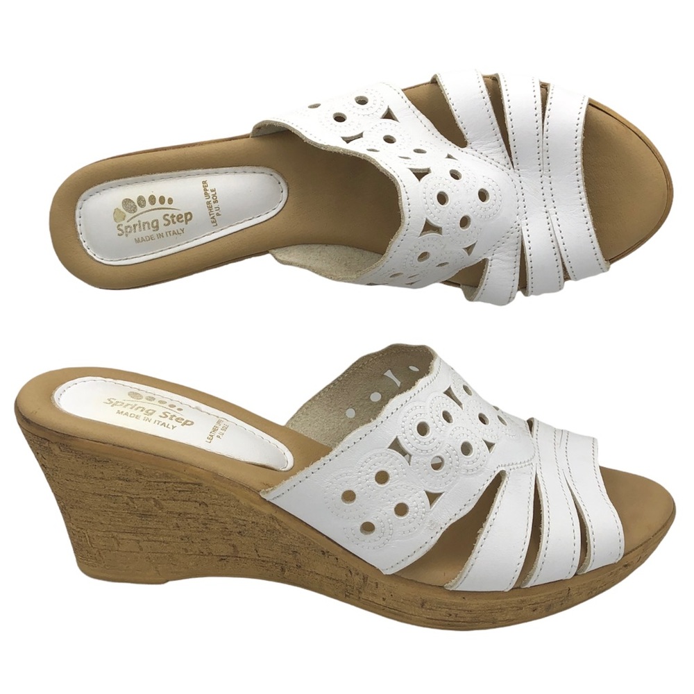 Spring Step White Wedge Sandals EU41